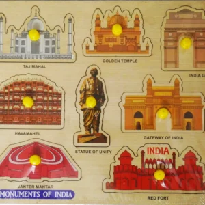Monuments of India Wooden Puzzle Board for Kids | Educational Learning Toy | Preschool Activity Board