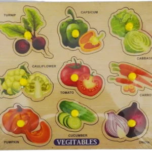 Wooden Vegetables Puzzle Board for Kids | Educational Learning Toy with Knobs | Montessori Activity