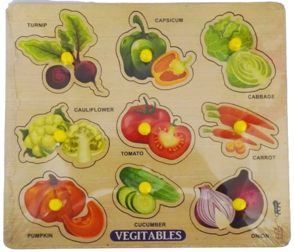 Wooden Vegetables Puzzle Board for Kids | Educational Learning Toy with ...