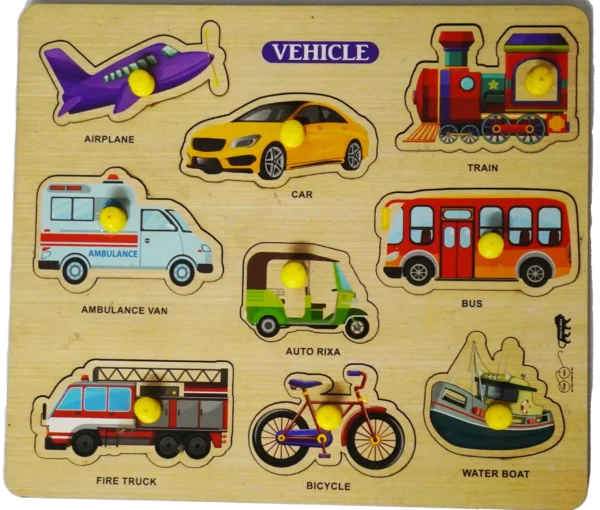 Wooden Vehicles Puzzle Board for Kids | Transport Learning Toy ...